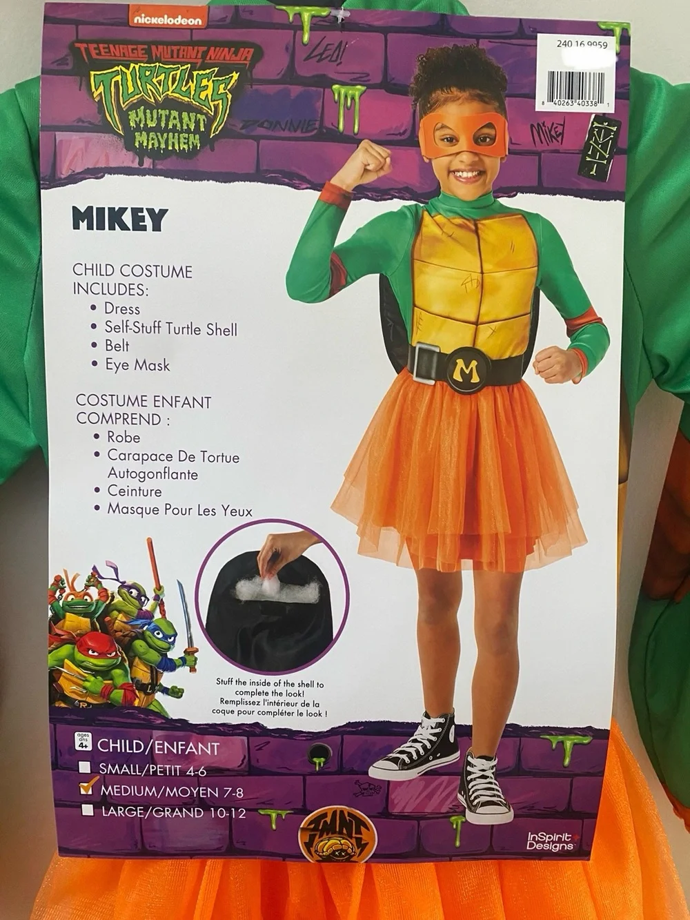 Teenage Mutant Ninja Turtles Mikey Kids Halloween Costume size 7/8, Brand NEW!